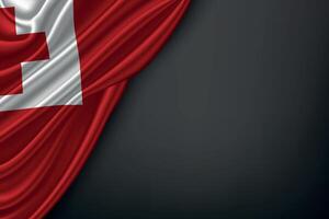 Waving Tonga Flag on Dark Background vector