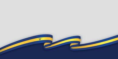 3d ribbon with national flag Barbados isolated on white background vector