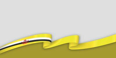 3d ribbon with national flag Brunei isolated on white background vector