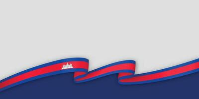 3d ribbon with national flag Cambodia isolated on white background vector