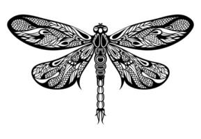 Dragonfly silhouette icon. Tattoo design. vector