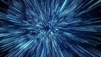 Abstract blue light streaks radiating from a central point on a dark background, creating a sense of speed, movement, and energy. video