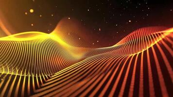 Abstract glowing wave of light and particles on a dark background. video
