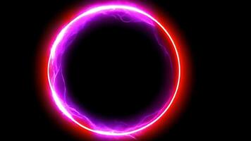 A pink and red electric lightning bolt in the shape of a circle with a black background. video