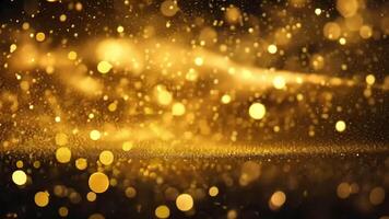 Abstract golden glitter and bokeh lights on a dark background. video