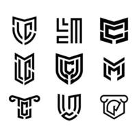 Emblem letter logo set design template isolated in white background vector