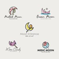 Moon logo design template isolated in white background vector