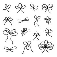 Set of hand drawn doodle bows. Isolated on white background. vector