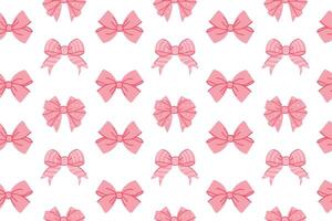 Seamless pattern with pink bows on white background. Flat illustration. vector