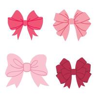 Set of pink bows isolated on a white background. Flat illustration. vector