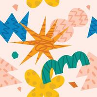 Brightly Colored Shapes in Abstract Geometric Patterns Seamless Pattern vector
