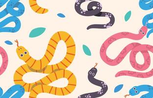 Artistic Snake Illustrations Seamless Pattern vector
