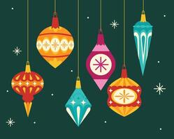 Festive Set of Colorful Christmas Ornaments with Decorative Patterns vector