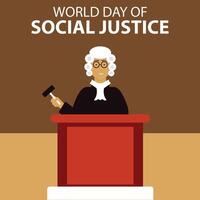 illustration graphic of a judge is holding a gavel on the table, perfect for international day, world day of social justice, celebrate, greeting card, etc. vector