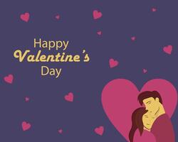 illustration graphic of a couple of lovers hugging, displaying a heart background, perfect for international day, happy valentines day, celebrate, greeting card, etc. vector