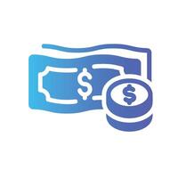 cash Flat Gradient Icon White Background vector