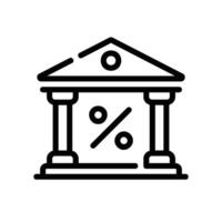bank Line Icon White Background vector