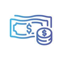 cash Line Gradient Icon White Background vector