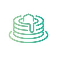 pancake Line Gradient Icon White Background vector