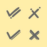 Gray check mark and cross icon vector