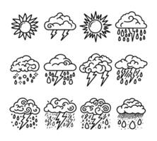 Illustration set of weather doodle elements, for design purposes vector
