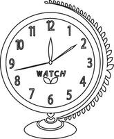 Beautiful table clock line art design on a white background vector