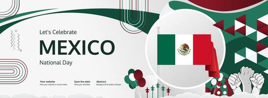 An abstract design featuring a flag and a raised fist symbolizes unity and strength. Lets celebrate Mexican Independence Day vector