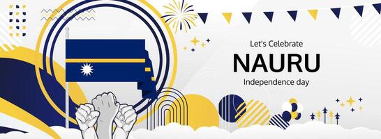 Nauru Independence Celebration Card. Commemorate Nauru National Day on January 31. An elegant greeting card template with the flag and inspiring imagery of unity. vector