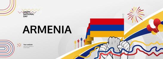 Armenian Independence Day banner. Every year, September 21 is designated as Armenia National Day. An abstract template with a raised fist and a flag. concept artwork for national holidays. vector