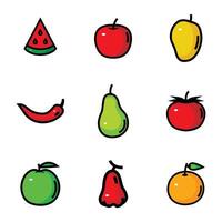 1 set of fruit icon images.eps vector