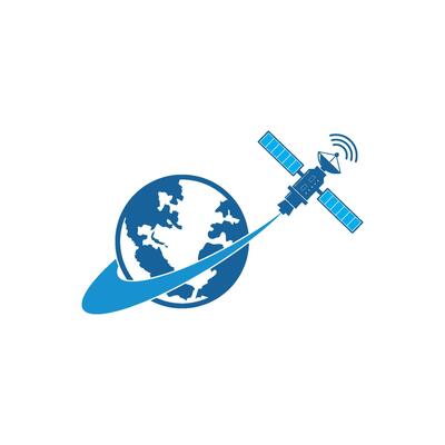 satellite with earth icon illustration design