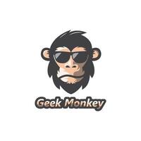 geek monkey icon logo illustration vector