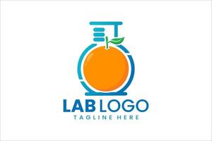 Creative logo combining lab and orange for fresh, vibrant, and innovative branding vector