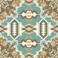 Aztec seamless mandala pattern, Navajo geometric carpet elements vector