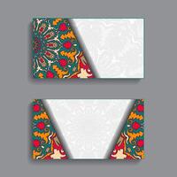 Business card Mandala pattern decoration of the card with space for text vector