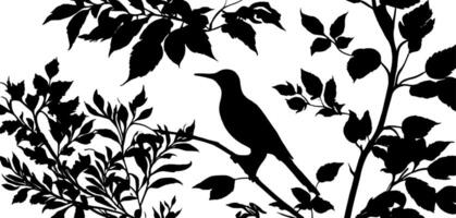 Bird on branch with leaves vector