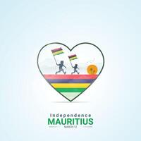 Happy independence Day Mauritius Social Media Post and Flyer Template. 12 March - Mauritius independence Day Celebration Greeting Card with Text. vector
