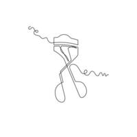one line art eyelash curler illustration. line art, one continuous line, simple, hand drawn and sketch style. for icons, symbols, signs or logos vector