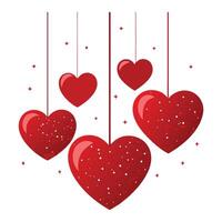 red hearts hanging from strings vector