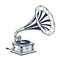 old fashioned gramophone on a white background vector