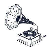 an old fashioned gramophone on a white background vector