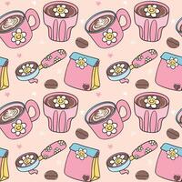 Cute Groovy Retro Coffee Seamless Pattern Isolated on Background vector