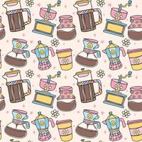 Cute Groovy Retro Coffee specialty Seamless Pattern Isolated on Background vector