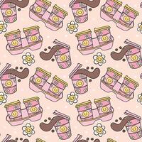 Cute Groovy Retro Coffee Cup Take Away Seamless Pattern Isolated on Background vector