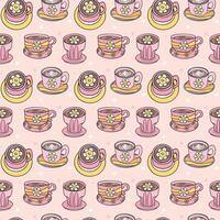 Cute Groovy Retro Coffee cups Seamless Pattern Isolated on Background vector