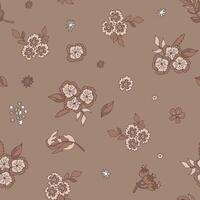 Delicate Floral Pattern Mocha Mousse vector