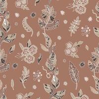 Mocha Mousse Botanical Seamless Pattern vector