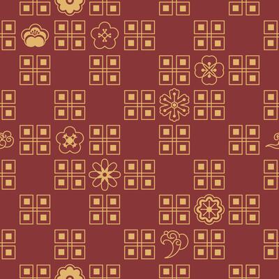 Symmetrical Floral Tile Seamless Pattern