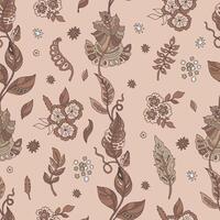 Soft Botanical Mocha Mousse Pattern vector