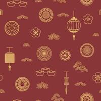 Chinese Lantern Rabbit Seamless Pattern vector